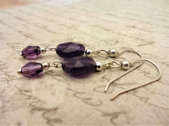 Amethyst Earrings, February Birthstone Jewelry, Purple Gemstone Earrings, Amethyst Jewelry, Gift for Her, Gift for Mom