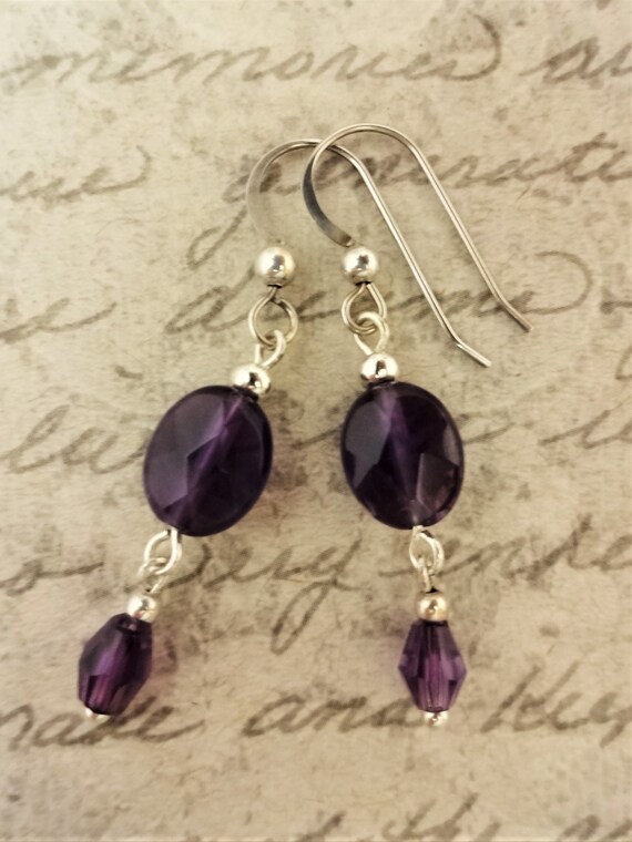 Amethyst Earrings, February Birthstone Jewelry, Purple Gemstone Earrings, Amethyst Jewelry, Gift for Her, Gift for Mom