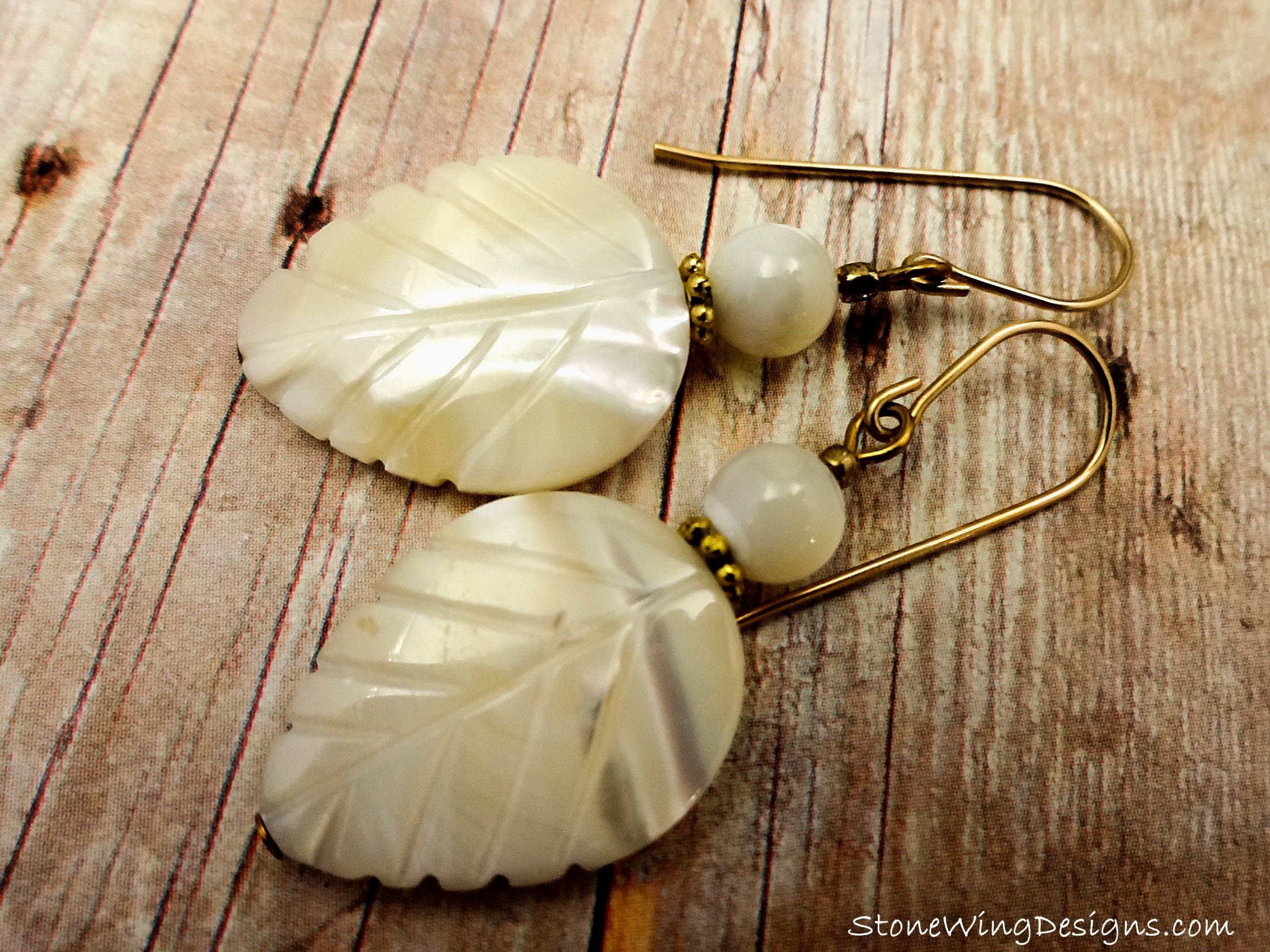 Mother of Pearl Leaf Earrings