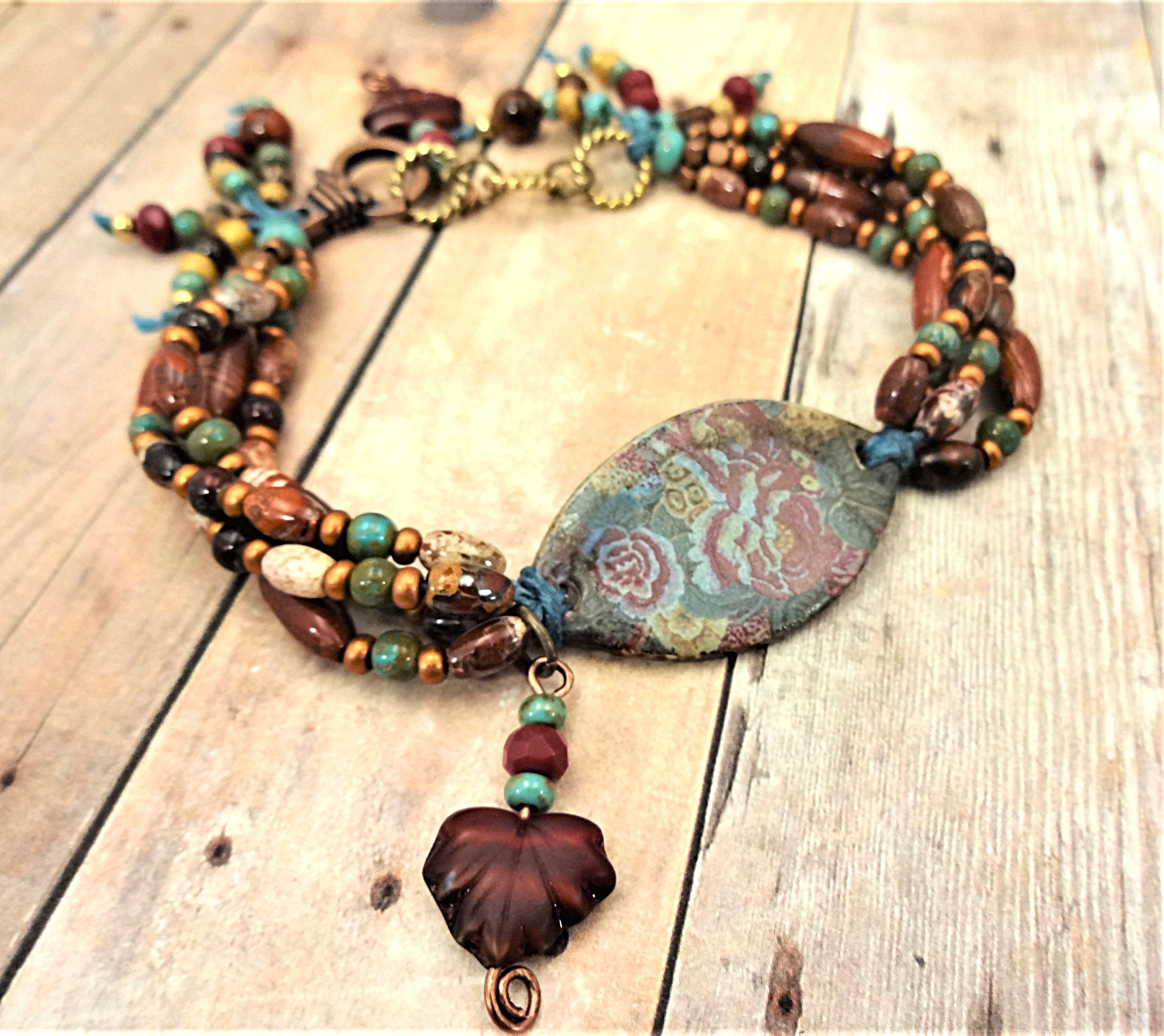 Bohemian Jasper Bracelet Multi Strand Colorful Gypsy Bracelet Boho Style Jasper Stone Jewelry