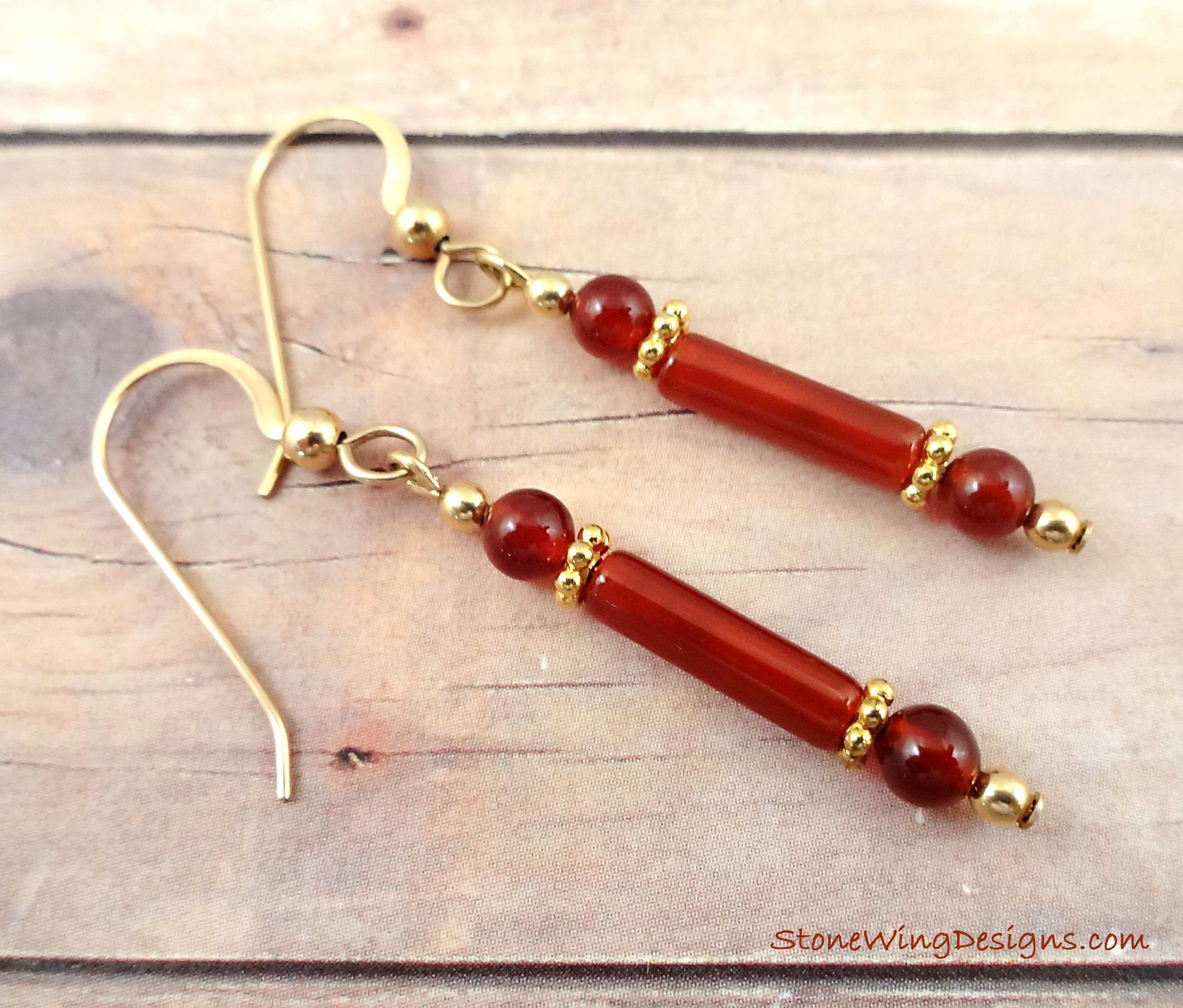 Carnelian Earrings, Gemstone Earrings, Orange Stone Earrings, Carnelian