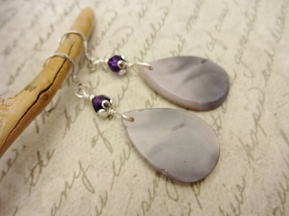 Purple Quartz and Amethyst Earrings, One of a Kind Jewelry, Purple Gemstone Jewelry, Gift for Her, Unique Earrings