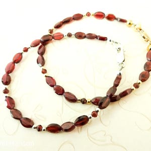 Garnet Gemstone Bracelet: Sterling Silver or 14k Gold Fill, January Birthstone