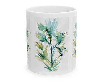 Floral Ceramic Mug: Handcrafted Coffee & Tea Cup - Nature Lover Gift