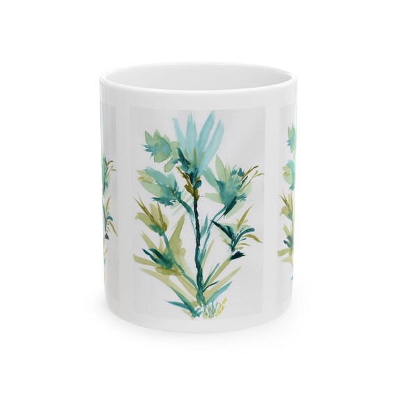 Floral Ceramic Mug - Handcrafted for Nature Lovers, Perfect Gift for Mother's Day, Botanical Decor, Coffee & Tea Lovers, Eco-Friendly Gifts