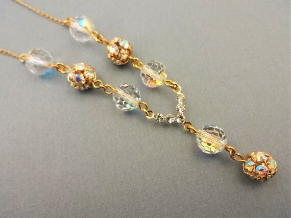 Swarovski Necklace Crystal Necklace 14k Gold Fill Necklace Dainty Necklace Crystal Bead Jewelry Chessboard Crystal Gold Rhinestone Balls