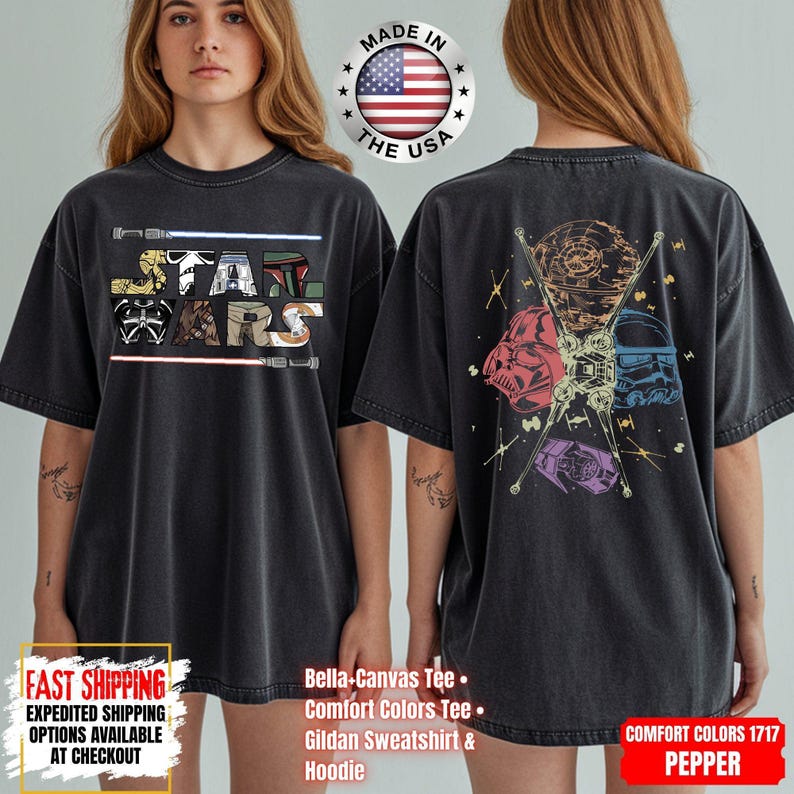 Disney Star Wars Shirt, Mandalorian Sweatshirt, Darth Vader Comfort Colors Shirt, Chewbacca Shirt, Star Jedi Shirt, Luke Skywalker Shirt afbeelding 1