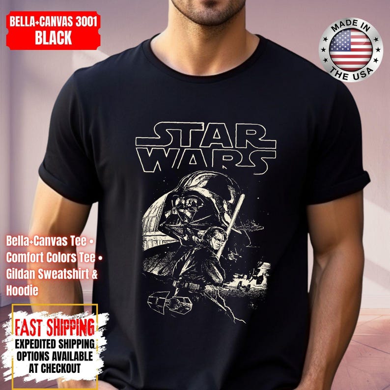 Chemise Disney Star Wars, sweat Mandalorian, chemise couleurs confort Dark Vador, chemise Chewbacca, chemise Star Jedi, t-shirt Luke Skywalker image 1
