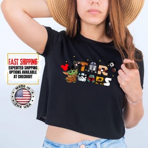 Top corto Disney Star Wars, camiseta corta Mandalorian, top corto Galaxy's Edge, Darth Vader, Chewbacca, Star Jedi, top corto Luke Skywalker imagen 9