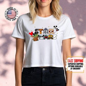 Top corto Disney Star Wars, camiseta corta Mandalorian, top corto Galaxy's Edge, Darth Vader, Chewbacca, Star Jedi, top corto Luke Skywalker imagen 8