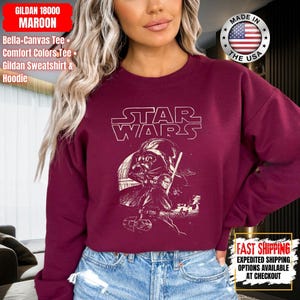 Chemise Disney Star Wars, sweat Mandalorian, chemise couleurs confort Dark Vador, chemise Chewbacca, chemise Star Jedi, t-shirt Luke Skywalker image 16
