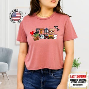 Top corto Disney Star Wars, camiseta corta Mandalorian, top corto Galaxy's Edge, Darth Vader, Chewbacca, Star Jedi, top corto Luke Skywalker imagen 15