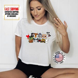 Top corto Disney Star Wars, camiseta corta Mandalorian, top corto Galaxy's Edge, Darth Vader, Chewbacca, Star Jedi, top corto Luke Skywalker imagen 7