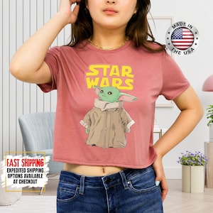 Disney Star Wars Baby Yoda Crop Top, Mandalorian Crop Tee, Galaxy's Edge Crop, Darth Vader, Chewbacca, Star Jedi, Luke Skywalker Crop Top image 14