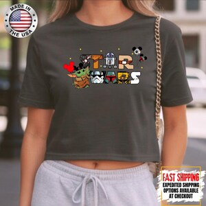 Top corto Disney Star Wars, camiseta corta Mandalorian, top corto Galaxy's Edge, Darth Vader, Chewbacca, Star Jedi, top corto Luke Skywalker imagen 13