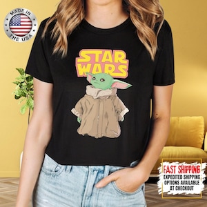 Disney Star Wars Baby Yoda Crop Top, Mandalorian Crop Tee, Galaxy's Edge Crop, Darth Vader, Chewbacca, Star Jedi, Luke Skywalker Crop Top image 12