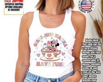 Disney Girls Just Wanna Have Fun Tank Top, Disney Minnie Daisy Summer Tank Top, Disney Besties Tank Top, Disneyworld Vacation Tank Top