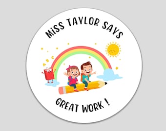 Personalized Teacher Reward Stickers, Primary School Well Done Labels