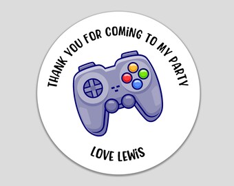 Personalised Gaming Party Stickers Kids Birthday Thank You Labels Name Party Bag Seals