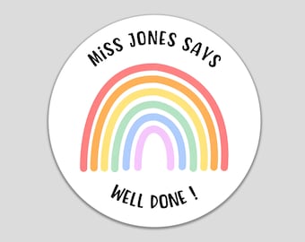School Teacher Reward Stickers Personalised Primary Custom Name Well Done Labels