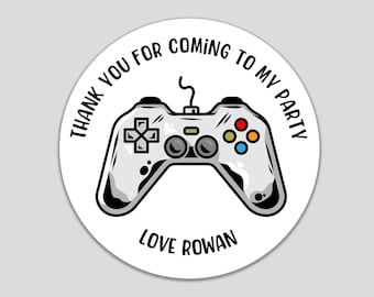Gaming Birthday Party Stickers Personalised Kids Gamer Thank You Labels Name Party Bag Seals