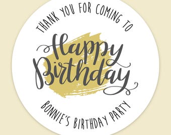 Happy Birthday Party Stickers Thank You Party Bag Name Kids Sweet Cones Favour Labels
