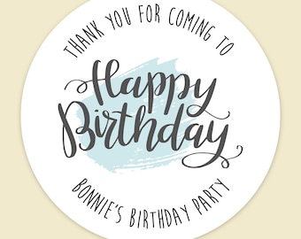 Party Stickers Thank You Party Bag Name Kids Happy Birthday Sweet Cones Favour Labels