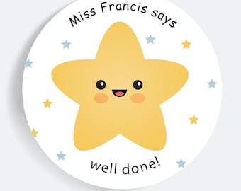 Personalised Teacher Reward Stickers Primary School Well Done Labels