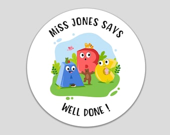 Custom Teacher Reward Stickers Personalised Primary School Name Well Done Labels