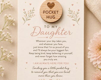 Pocket Hug Daughter Card Gifts Wooden Heart Keepsakes