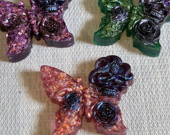Butterfly With Skull Resin Figure