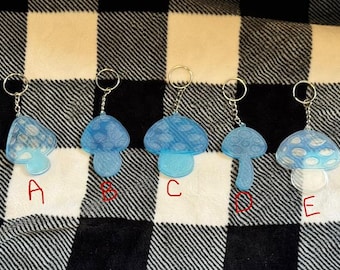 Blue Mushroom Keychains