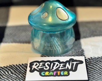 Teal Mushroom Jar