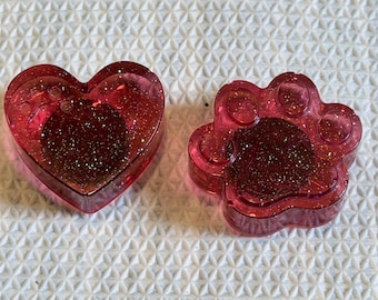 Paw Print and Heart Paw Print Magnets