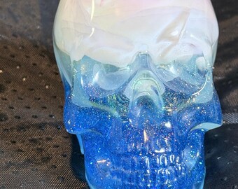 Resin Skull With White Flower