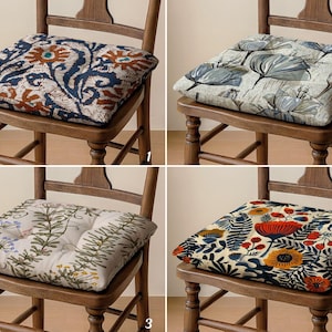 Cuscino per sedia da pranzo in lino stile boho, spessore 7,6 cm - Cuscino per seduta con stampa floreale etnica