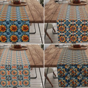 Moroccan Tile Table Runner: Colorful Mandala, Ethnic Dining Decor