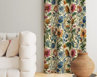 Retro 60s 70s Curtains: Seamless Pattern, Boho Chic Drapes