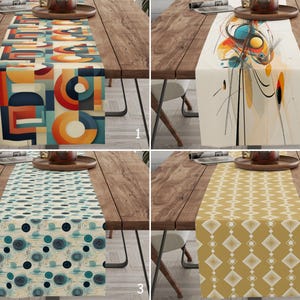 Geometric Table Runner: Abstract Circles and Diamond Pattern (Dining or Console)