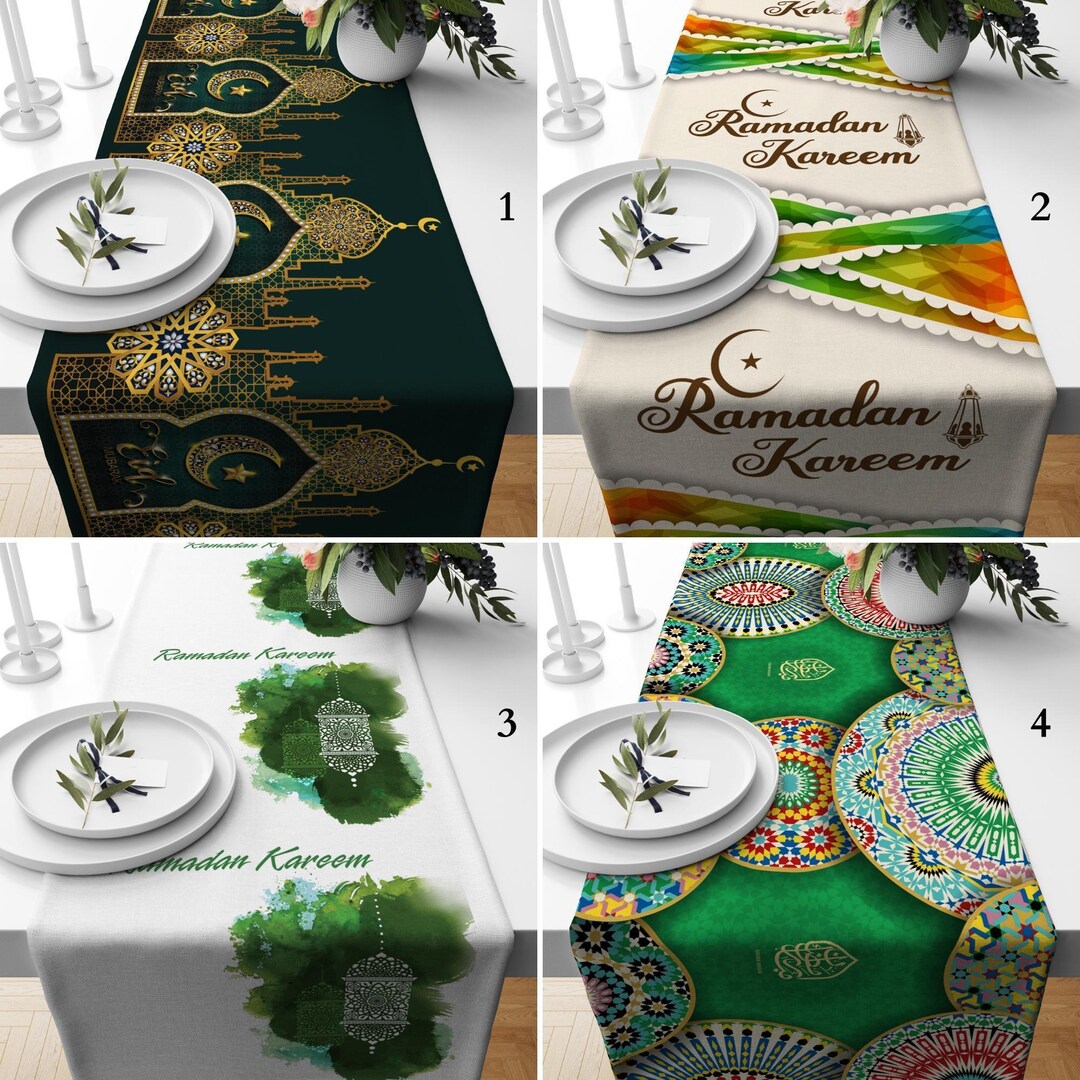 Ramadan Table Runner: Eid Mubarak Pattern (machine Washable, Soft ...