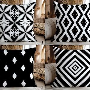 Black & White Geometric Throw Pillow Cover, New Home Decor
