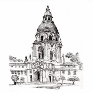 Pasadena City Hall Sketch Small Print