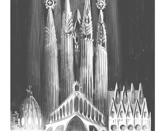 La Sagrada Familia Illustration Large Print
