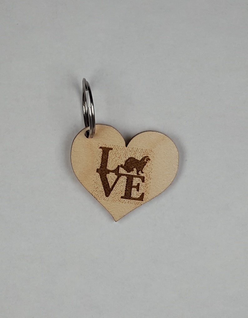 FERRET LOVE Hardwood Valentines Day Key Chain image 2
