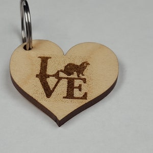 FERRET LOVE Hardwood Valentines Day Key Chain image 3