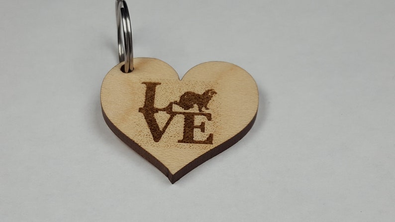 FERRET LOVE Hardwood Valentines Day Key Chain image 3