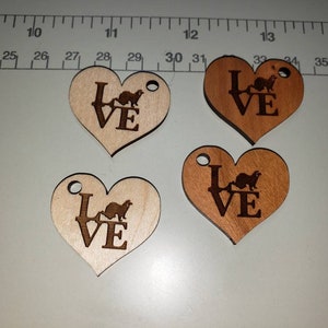 FERRET LOVE Hardwood Valentines Day Key Chain image 1