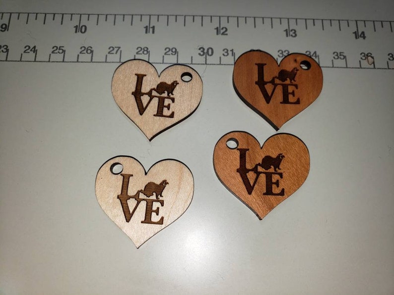 FERRET LOVE Hardwood Valentines Day Key Chain image 1
