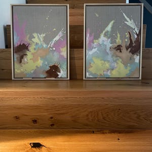 Abstract acrylic painting 30 × 40 cm “Pastel Flowers” – Modern canvas art for your home / Abstract modern acrylic canvas wall art