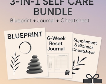 Paquete de autocuidado zen / OFERTA ESPECIAL DE LANZAMIENTO - Cuaderno de ejercicios para restablecer el sistema nervioso + Diario de 6 semanas + Seguimiento diario / Alivio del estrés y atención plena (PDF)